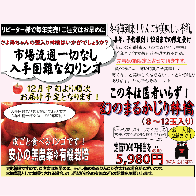 【有機栽培】幻のまるかじり林檎(8玉~12玉入り)※サイズによって変動します