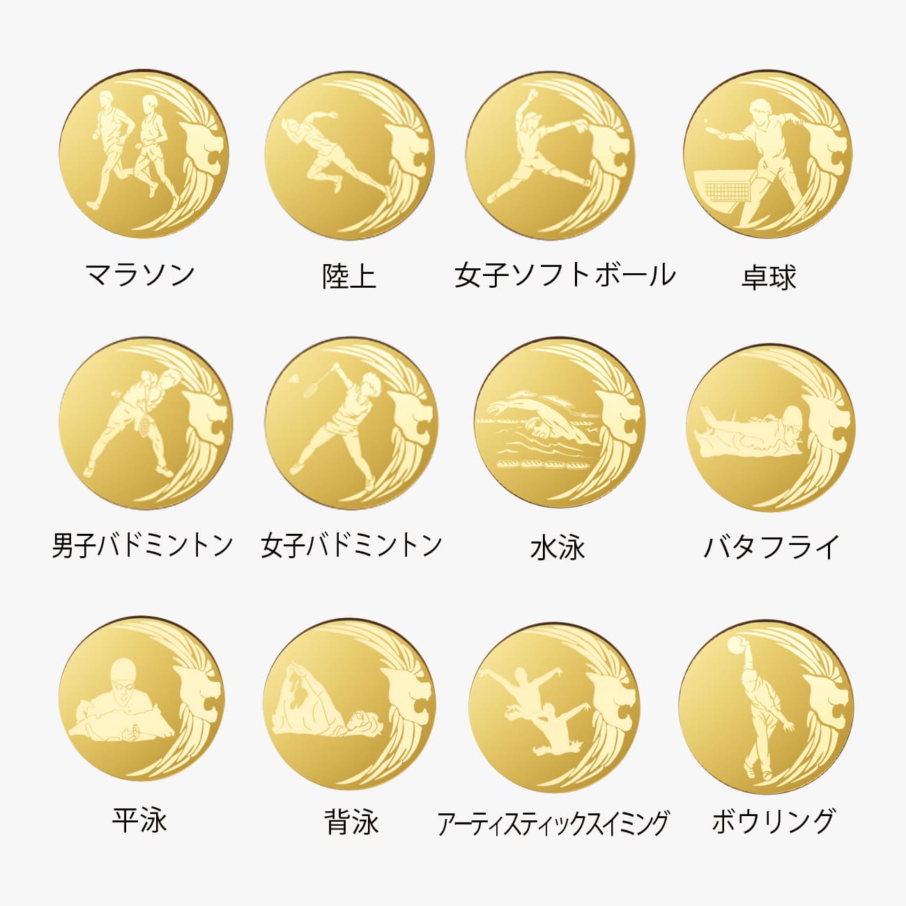 メダル 彫刻無料 金属製 63種目から選べる プラケース入り LMW-601