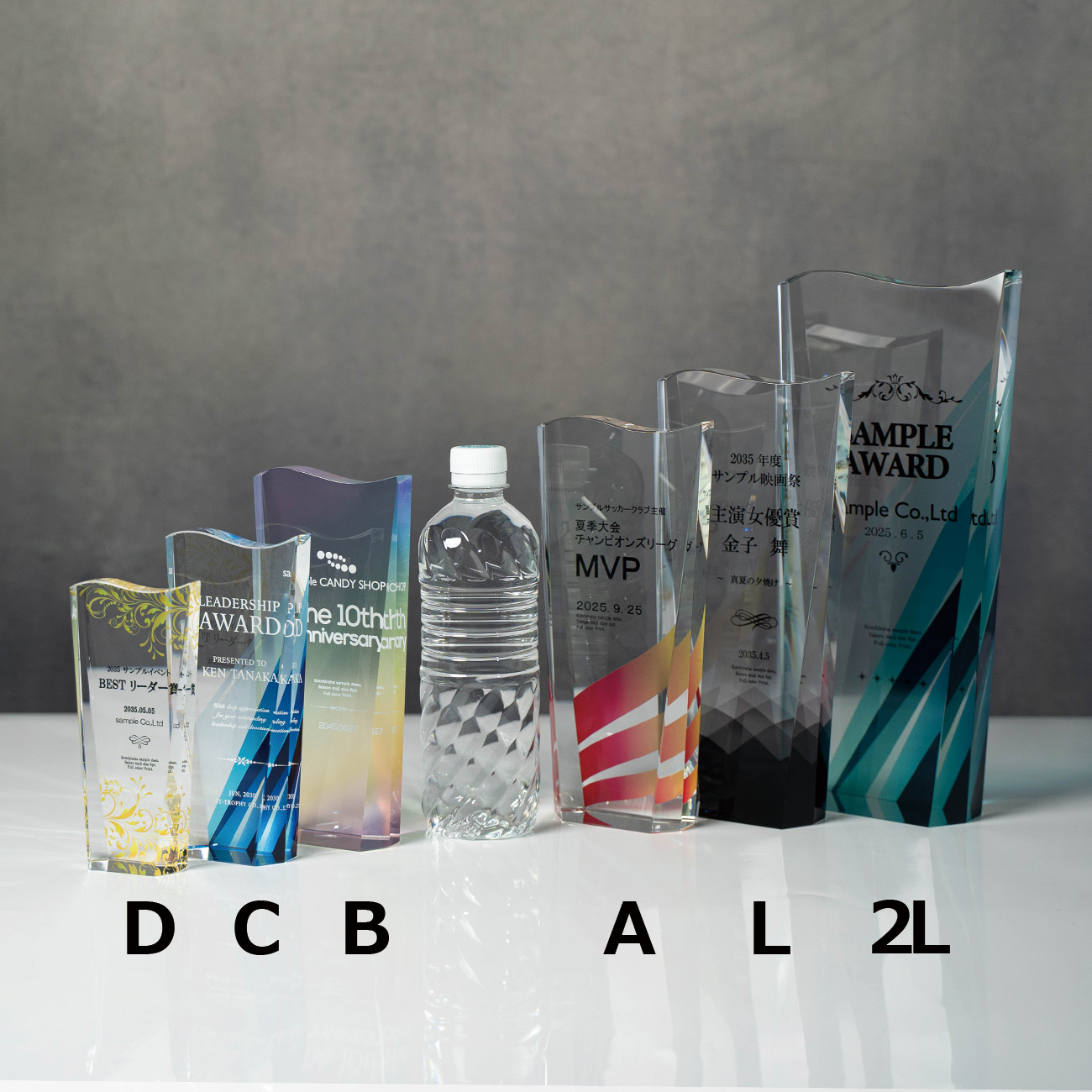 クリスタルトロフィー フルカラー印刷【XC-0192_Dサイズ】高さ：14.5cm