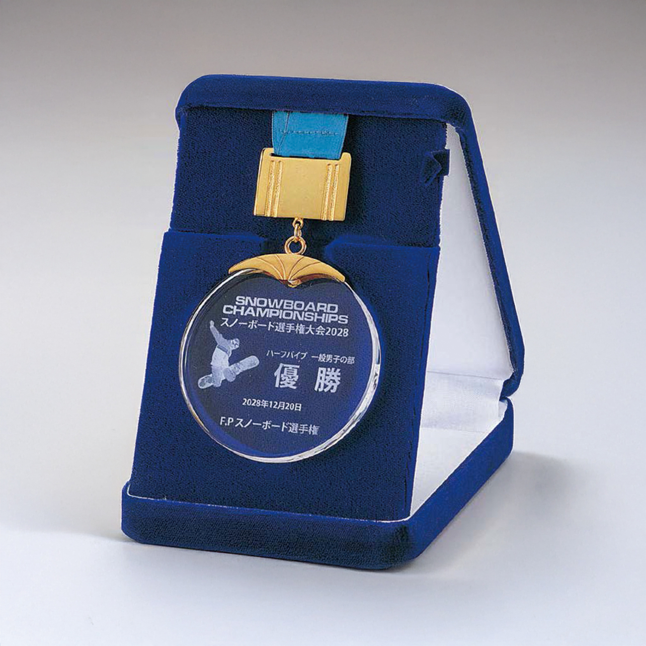 ガラス製メダル 内部レーザー彫刻 FMKO-75