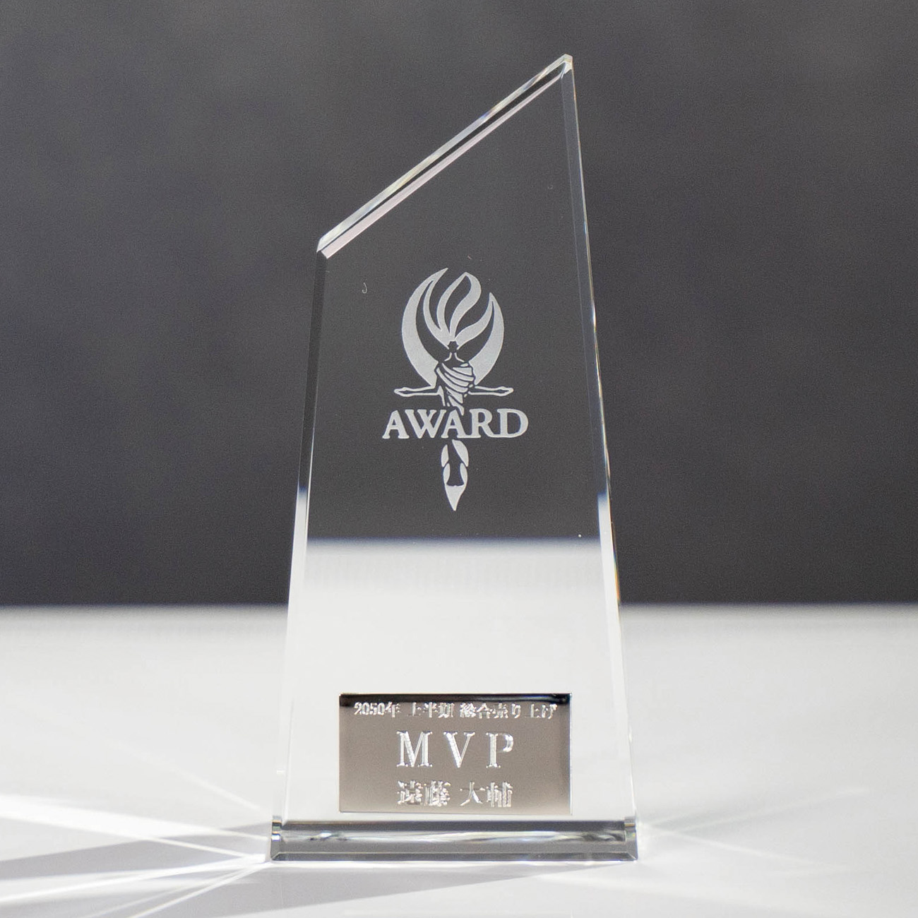 クリスタルトロフィー プレート仕様+アワードロゴ VT.3130 Gサイズ