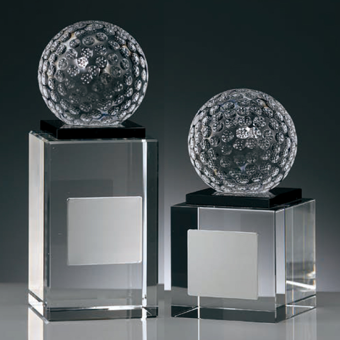 クリスタルトロフィー　ゴルフボール付（旧型番：O-BW-2621）【O-BW-2233_Bサイズ】高さ：11.5cm《営業日11時までのご注文で翌営業日出荷》　[A-209]〈L〉