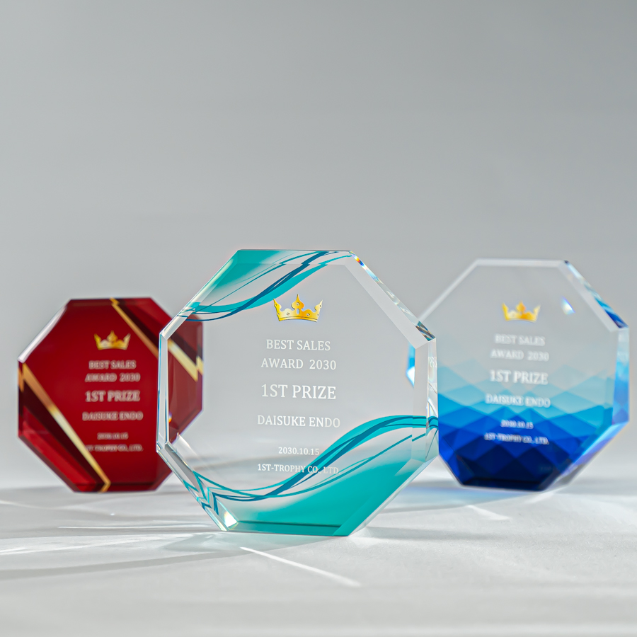 クリスタルトロフィー フルカラー印刷《XC-C-0141_Aサイズ》(高さ