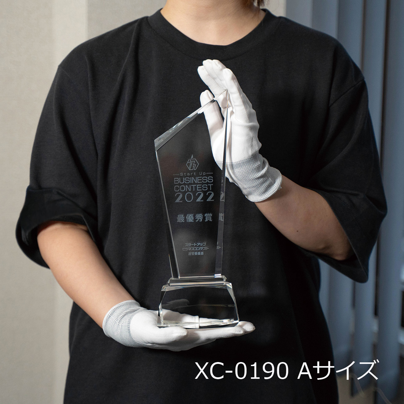 クリスタルトロフィー 内部レーザー彫刻《XC-L-0190_Aサイズ》(高さ