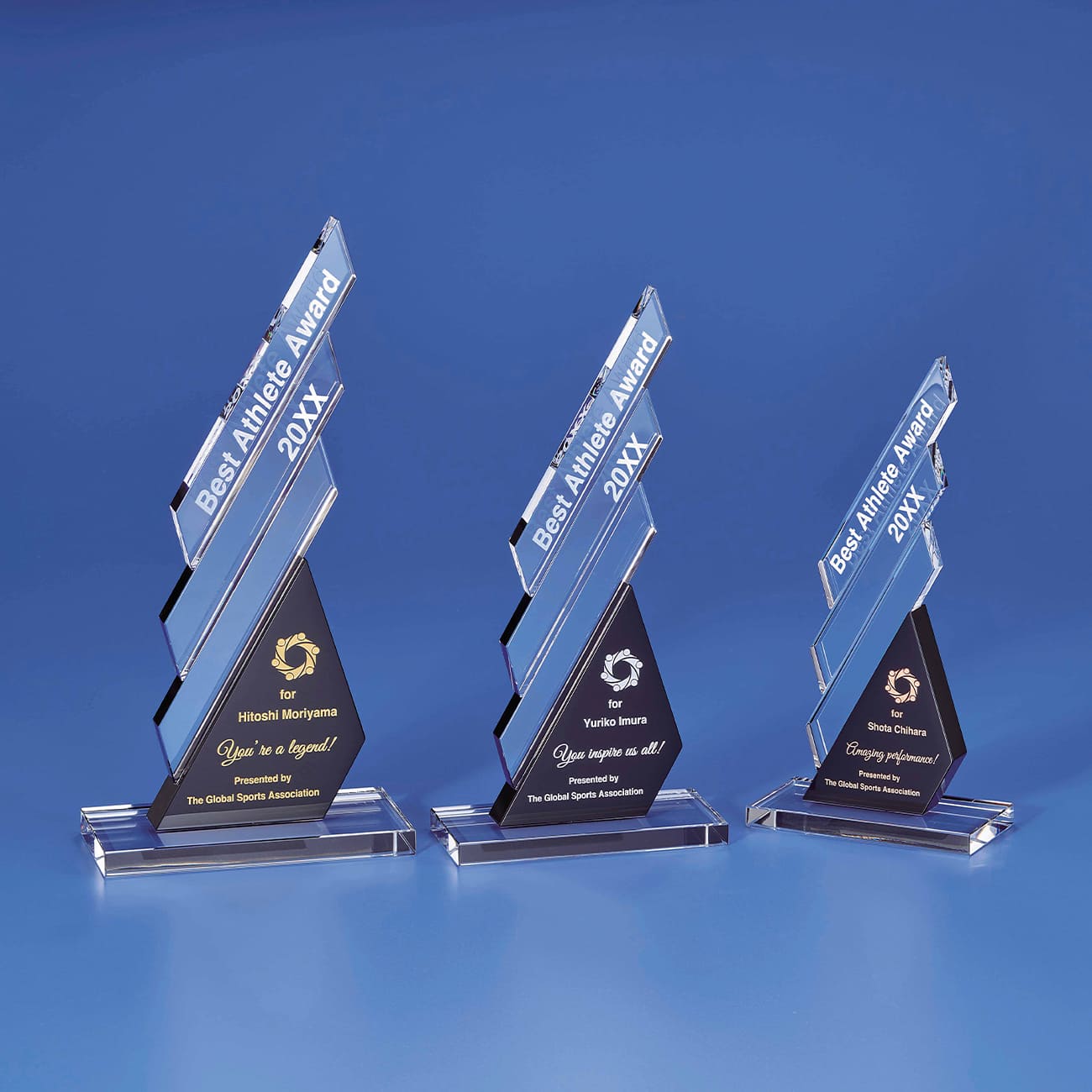 ガラス製オーナメント　サンドブラスト彫刻【Y-D44-01_Bサイズ】高さ：25.0cm　幅：12.5cm《デザイン確定後 通常10営業日前後で出荷》