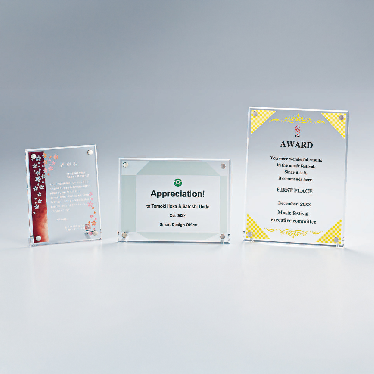 アクリル製トロフィー フルカラー印刷 L27-02 Aサイズ