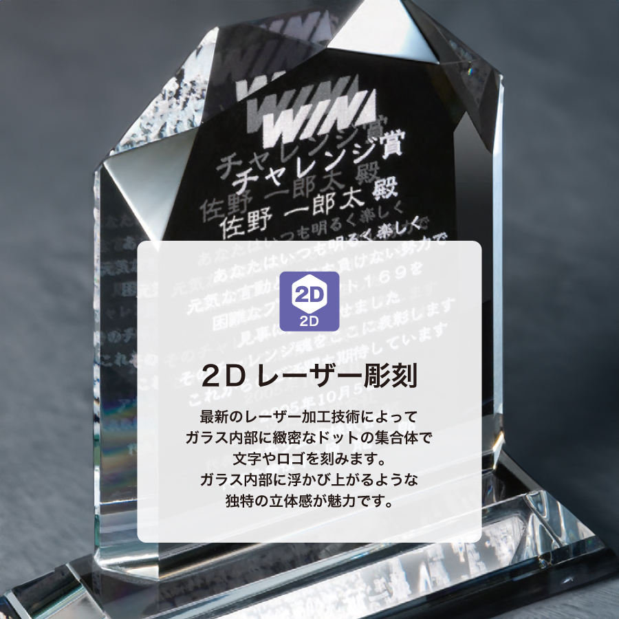 クリスタルトロフィー 内部レーザー彫刻 ZKG-1152 Aサイズ
