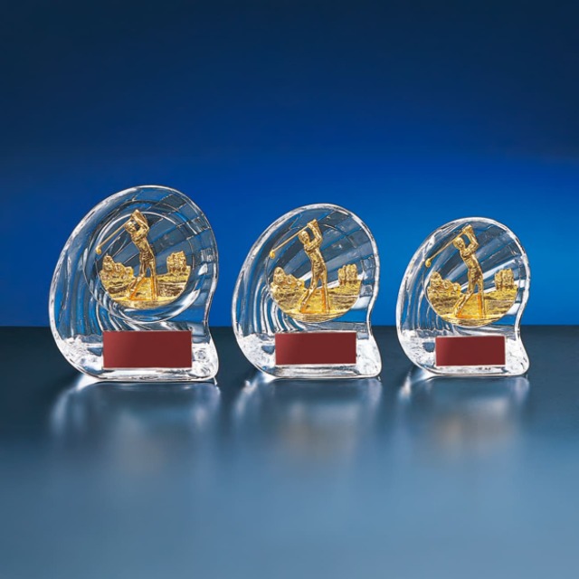 ガラス製楯　ゴルフ【A-MC-6229_Cサイズ】高さ：11.0cm　幅：9.5cm《営業日13時までのご注文で翌営業日出荷》　[607]〈L〉