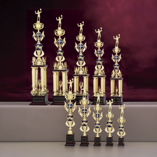 アートトロフィー 金属製 金銀銅 21種類の選べるカラーメダル付 VTX.3649