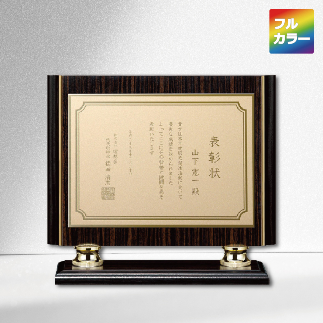 木製楯 展示収納兼用ケース付 真鍮プレート付 フルカラー印刷