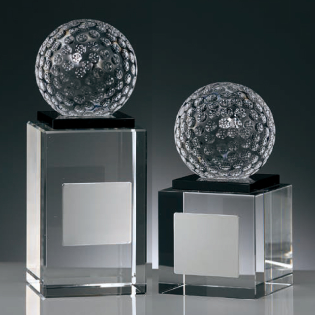 クリスタルトロフィー　ゴルフボール付（旧型番：O-BW-2621）【O-BW-2233_Cサイズ】高さ：10.0cm《営業日11時までのご注文で翌営業日出荷》　[A-209]〈L〉