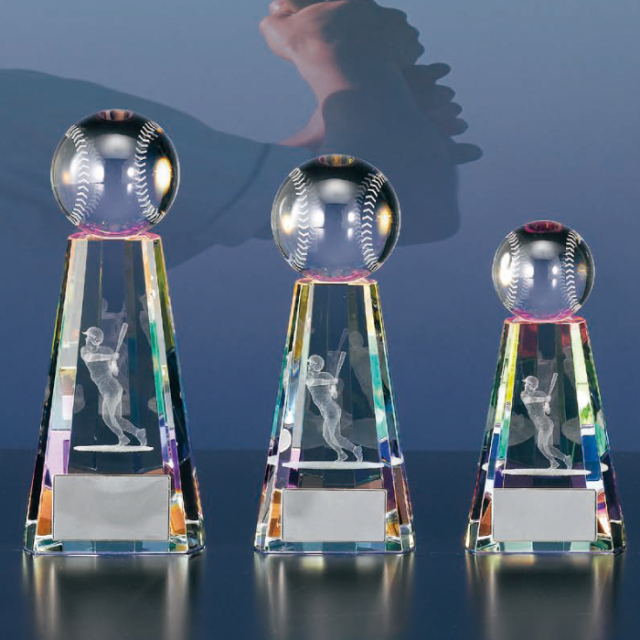 クリスタルトロフィー　野球付（旧型番：O-BW-2632）【O-BW-2311_Cサイズ】高さ：12.5cm《営業日11時までのご注文で翌営業日出荷》　[A-98]〈L〉