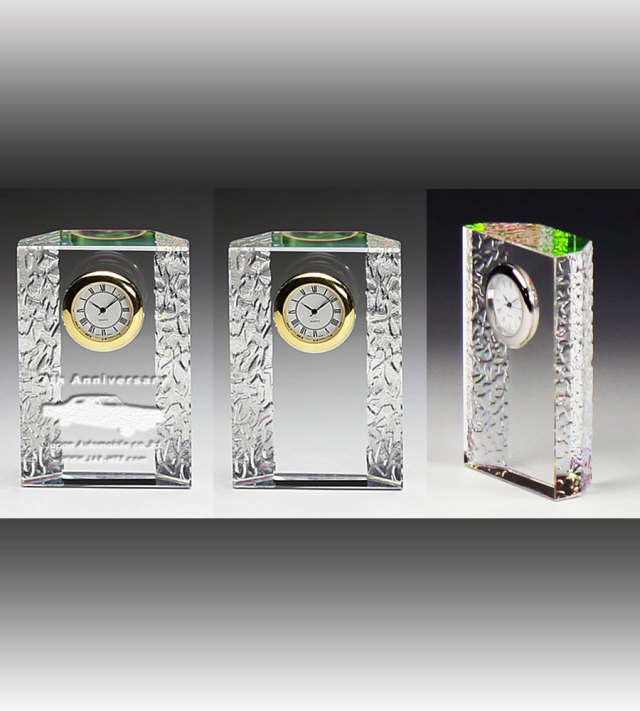 時計付きクリスタルトロフィー