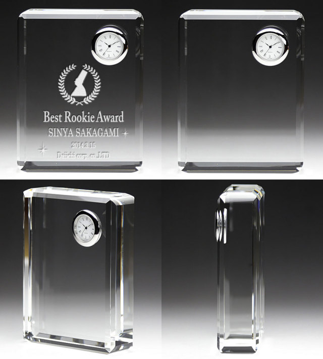 時計付クリスタルトロフィー