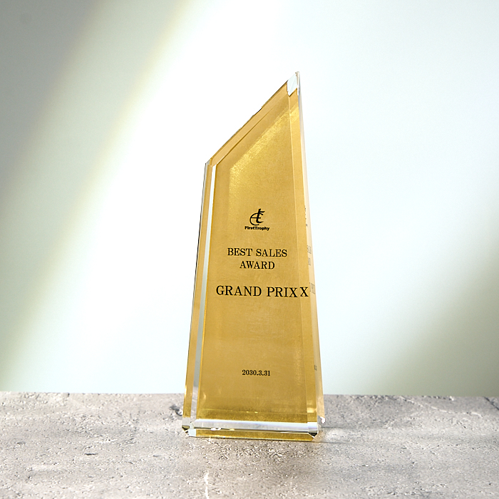 クリスタルトロフィー 本金箔+フルカラー印刷《XC-G-0108_Cサイズ》(高