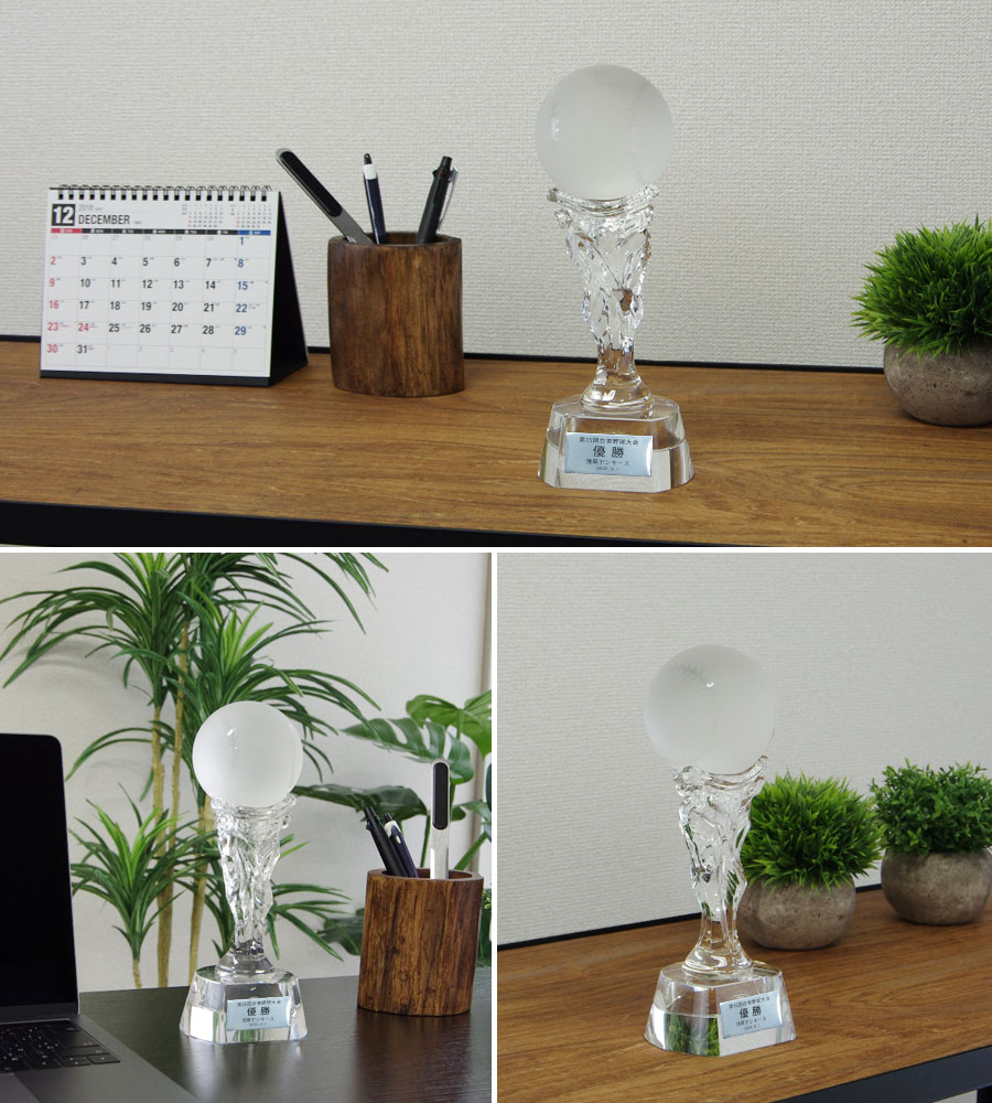 クリスタルトロフィー《XC-PO-0146-Baseball》(高さ：24.0cm 幅：9.0cm