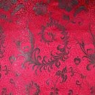 よさこいなど衣装などに最適な　チャイナドレス生地・チャイナ生地　（羽根と牡丹・臙脂×黒）