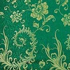 よさこいなど衣装などに最適な　チャイナドレス生地・チャイナ生地　（羽根と牡丹・緑地×金）