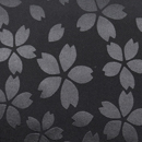 綸子　桜柄　黒