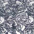 イベントや衣装に最適な光沢感のある素材　サテンシャンブレーシャンタン　ローズジャガード　濃グレー×シルバー　（5613-79）