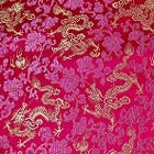 よさこいなど衣装などに最適な　チャイナドレス生地・チャイナ生地　竜と牡丹 ショッキングピンク地に金