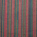 縦縞模様　ダブルニット服地　赤系マルチストライプ（赤・緑系）
