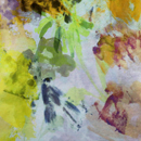 コットン強撚スムースニットプリント　ぼかし柄　オフ地黄・色系