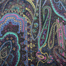 うすピーチスキン　ペイズリープリント　黄土・ターコイズグリーン・オールドブルー系