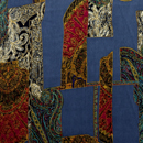 うすピーチスキン　ヴィンテージ調ペイズリーアートプリント　瓦青地