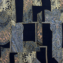 うすピーチスキン　ヴィンテージ調ペイズリーアートプリント　黒地