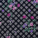 バイアスチェック　フラワープリント　黒地