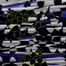 ウール混　起毛ニット　クローバーモチーフ×流線ストライプ　紺×黒系