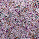 ふくれちりめんニット　ペイズリープリント　ピンク系