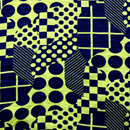 スラブニット　幾何柄プリント　ライムイエロー