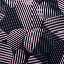 ストレッチ　ちりめんプリントニット　モダンラインアート幾何学　くすんだピンク