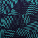 ストレッチ　ちりめんプリントニット　モダンラインアート幾何学　深緑