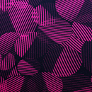 ストレッチ　ちりめんプリントニット　モダンラインアート幾何学　マゼンダ