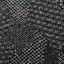 ストレッチ　ちりめんニット　雲取り小紋　黒