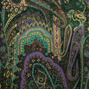 うすピーチスキン　ペイズリープリント　くすんだ黄土・緑・藤色系