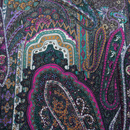 うすピーチスキン　ペイズリープリント　くすんだ山吹・鉄緑・赤紫系