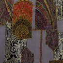 うすピーチスキン　ヴィンテージ調ペイズリーアートプリント　茶鼠地