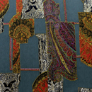 うすピーチスキン　ヴィンテージ調ペイズリーアートプリント　老竹緑地