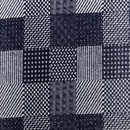 ちりめんプリント　格子柄　紺・オフ白