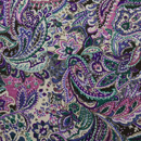 ウール混　ペイズリープリント　オフベージュ地×グリーン・パープル系