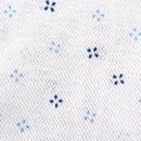 鹿の子ニット　小紋プリント　白地に青系