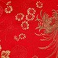 よさこいなど衣装などに最適な　チャイナドレス生地・チャイナ生地　菊・牡丹・寿文様　赤地