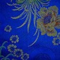 よさこいなど衣装などに最適な　チャイナドレス生地・チャイナ生地　菊・牡丹・寿文様　青地