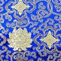 よさこいなど衣装などに最適な　チャイナドレス生地・チャイナ生地　蓮と唐草　青地に金