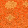 よさこいなど衣装などに最適な　チャイナドレス生地・チャイナ生地　蓮と唐草　オレンジ地に金
