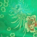 よさこいなど衣装などに最適な　チャイナドレス生地・チャイナ生地　菊・牡丹・寿文様　緑地